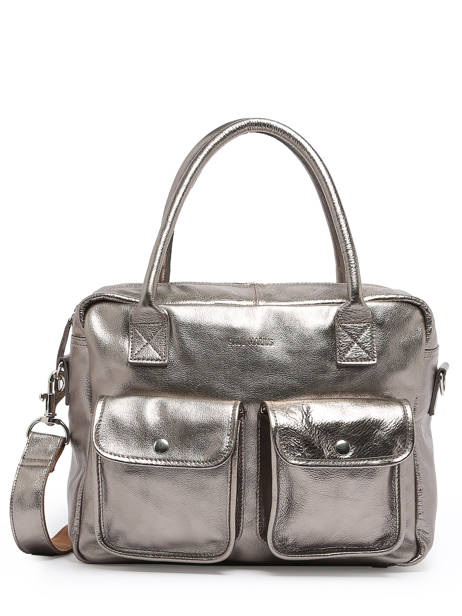 Handtas Le Dandy A4 Leder Paul marius Zilver vintage F9774-1